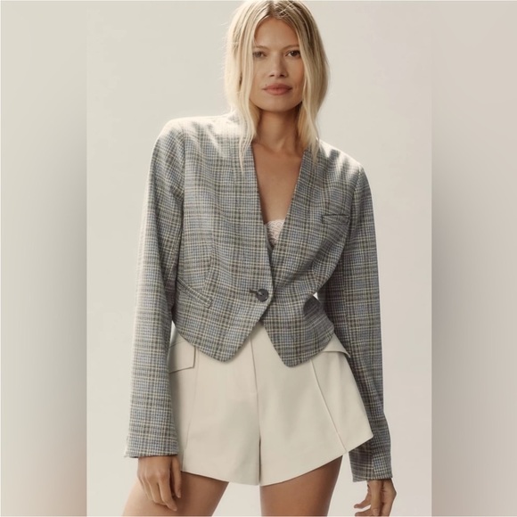 Anthropologie Jackets & Blazers - Anthropologie Tuxedo Cropped Blazer Houndstooth Sz 12